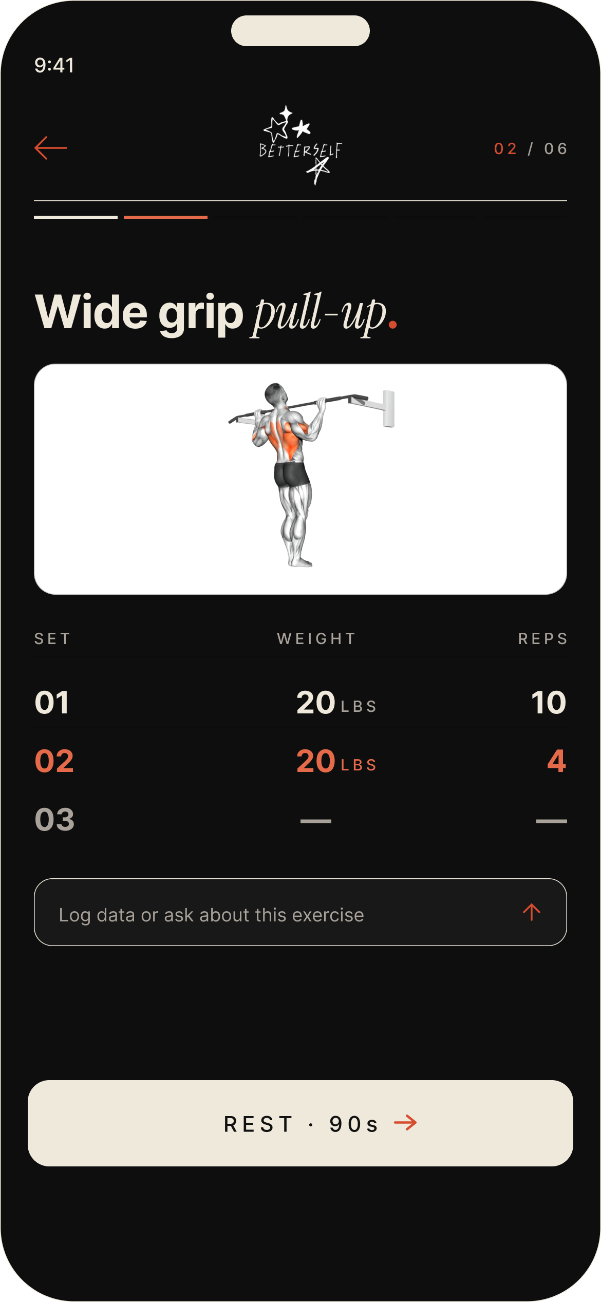 Workouts screen