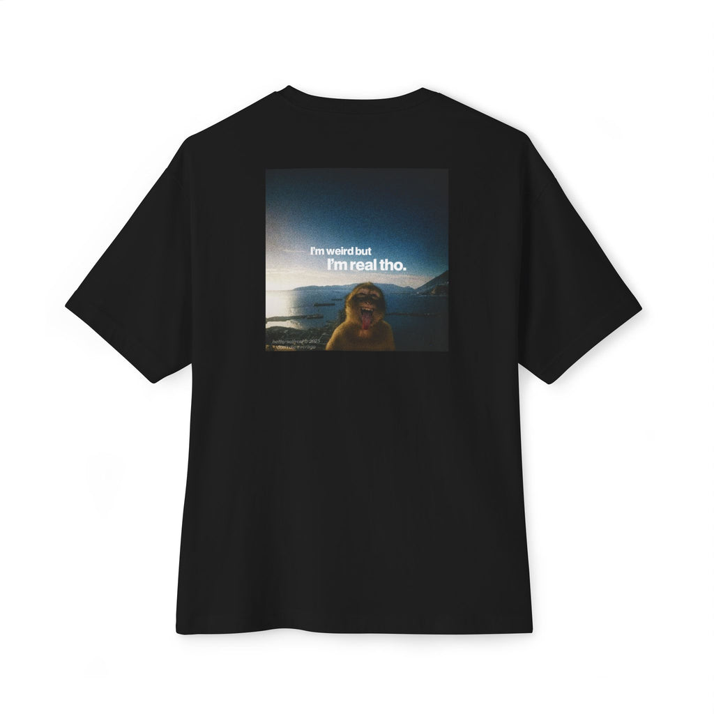 betterself star logo "I'm weird" monkey graphic oversized tee