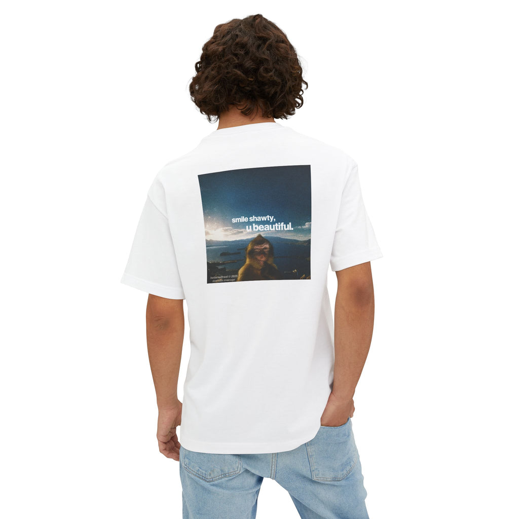 betterself star logo "smile shawty" monkey graphic oversized tee